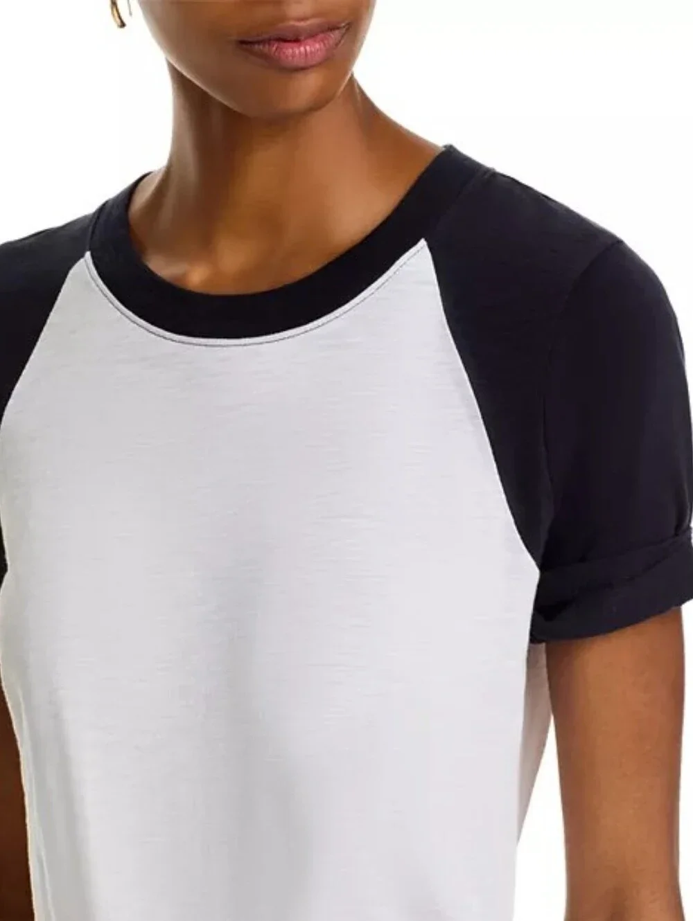 NWT Veronica Beard Designer Baseball Tee White/ Navy XS 100% Pima Cotton $168 - Picture 3 of 14